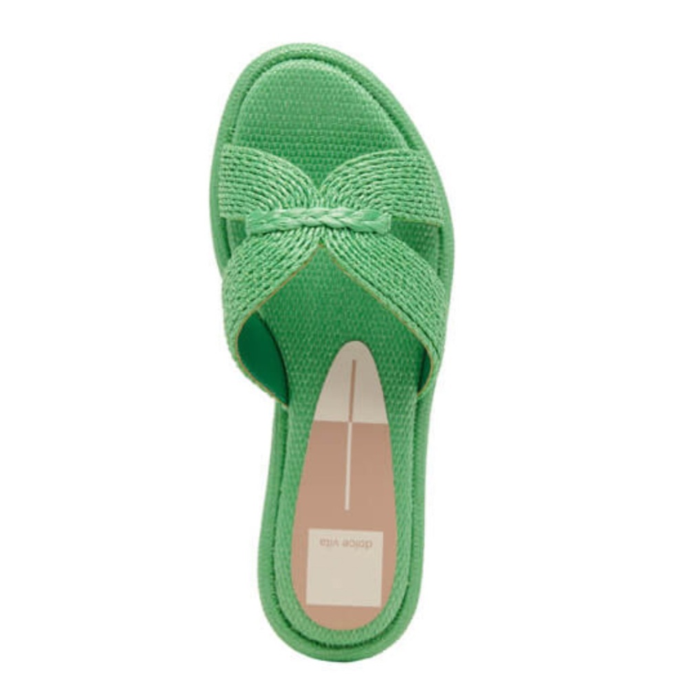 Dolce Vita Atomic Raffia Slide Sandal Seaglass Green Size 6 - Picture 2 of 5